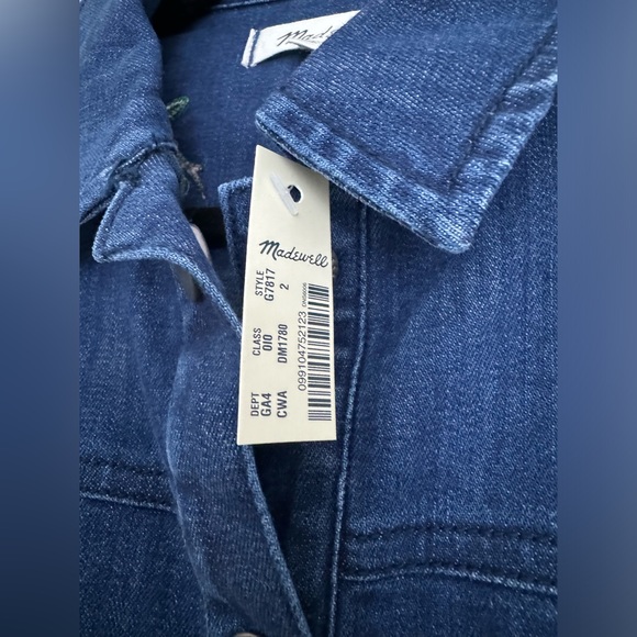Madewell Embroidered Floral Denim Shirt Dress 2 NWT Pockets - Picture 5 of 12
